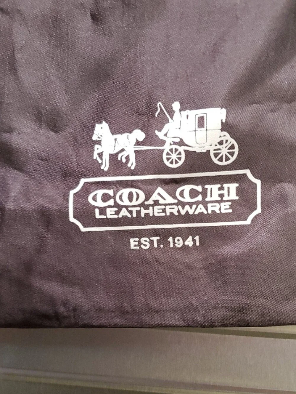 Coach Leatherware Plum Drawstring Dust Bag with White Logo